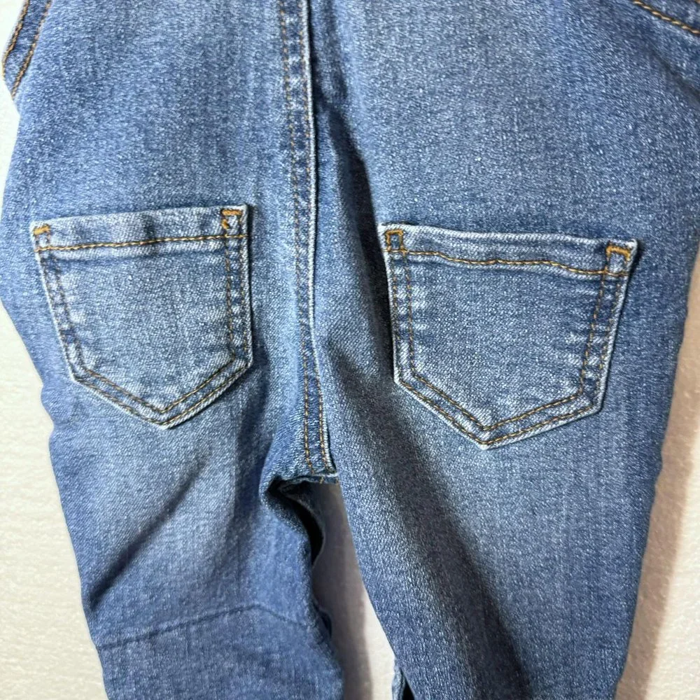 OshKosh B'Gosh Baby Girls Size 3M 3 Months Denim Jean Overalls Floral Blue Pants